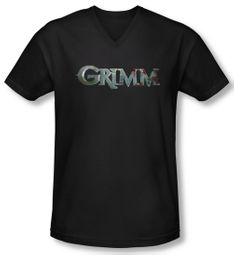 Grimm Shirt Slim Fit V Neck Bloody Logo Black Tee T-Shirt