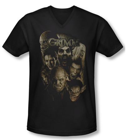 Grimm Shirt Slim Fit V Neck Wesen Black Tee T-Shirt