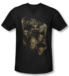 Grimm Shirt Slim Fit V Neck Wesen Black Tee T-Shirt