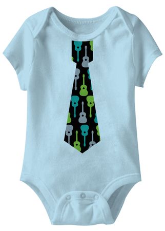 Guitar Tie Funny Baby Romper Light Blue Infant Babies Creeper