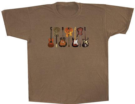 Guitarist T-shirt - Adult Soft Brown Tee Shirt