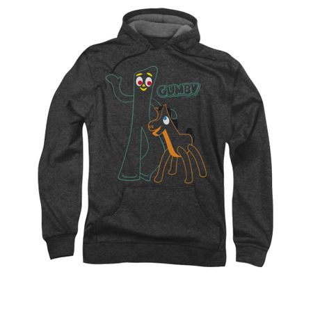 Gumby Hoodie Outlines Charcoal Sweatshirt Hoody