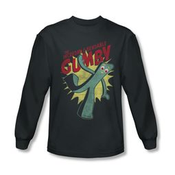 Gumby Shirt Bendable Long Sleeve Charcoal Tee T-Shirt Gumby Shirt Bendable Long Sleeve Charcoal Tee T-Shirt