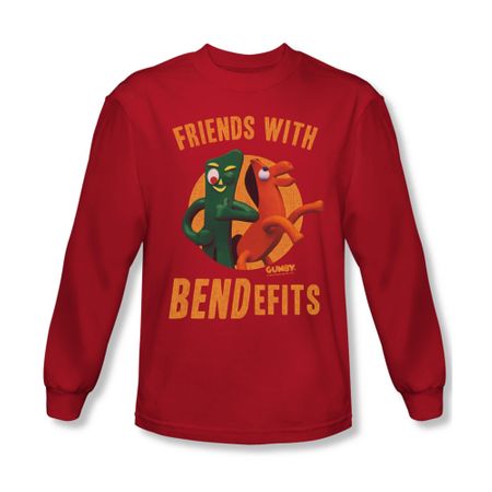 Gumby Shirt Bendefits Long Sleeve Red Tee T-Shirt