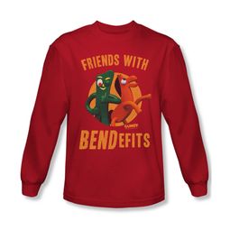 Gumby Shirt Bendefits Long Sleeve Red Tee T-Shirt Gumby Shirt Bendefits Long Sleeve Red Tee T-Shirt