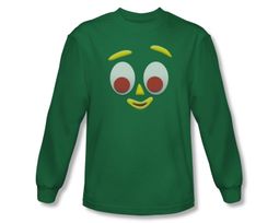 Gumby Shirt Face Long Sleeve Kelly Green Tee T-Shirt
