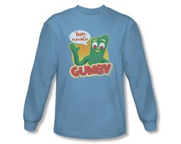 Gumby Shirt Flexible Long Sleeve Carolina Blue Tee T-Shirt