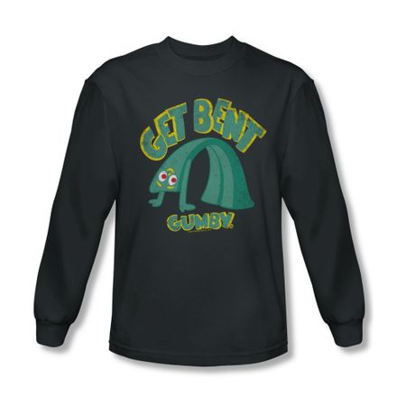 Gumby Shirt Get Bent Long Sleeve Charcoal Tee T-Shirt