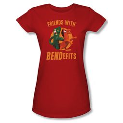 Gumby Shirt Juniors Bendefits Red T-Shirt Gumby Shirt Juniors Bendefits Red T-Shirt
