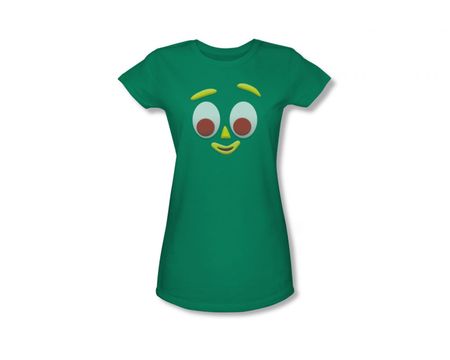 Gumby Shirt Juniors Face Kelly Green T-Shirt
