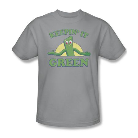 Gumby Shirt Keepin It Green Silver T-Shirt