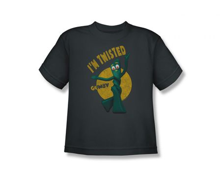 Gumby Shirt Kids Twisted Charcoal T-Shirt
