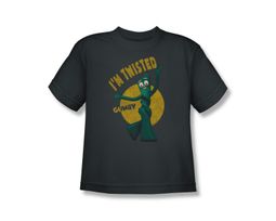 Gumby Shirt Kids Twisted Charcoal T-Shirt