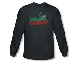 Gumby Shirt Logo Long Sleeve Charcoal Tee T-Shirt