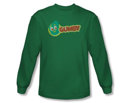 Gumby Shirt Logo Long Sleeve Kelly Green Tee T-Shirt
