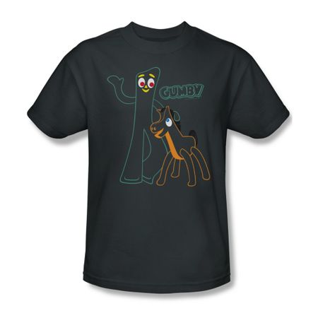 Gumby Shirt Outlines Charcoal T-Shirt