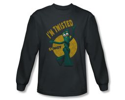 Gumby Shirt Twisted Long Sleeve Charcoal Tee T-Shirt