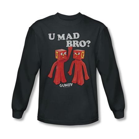 Gumby Shirt You Mad Long Sleeve Charcoal Tee T-Shirt