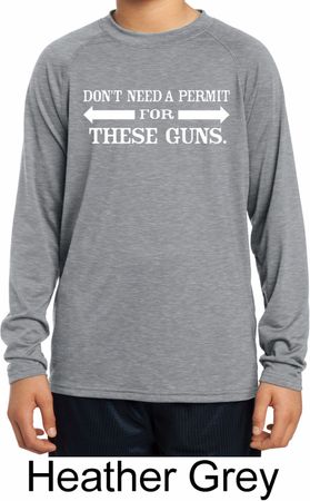 Guns Permit Kids Dry Wicking Long Sleeve Shirt