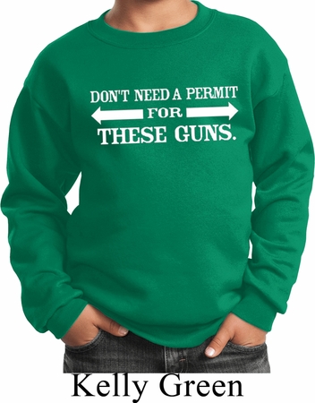 Guns Permit Kids Sweatshirt