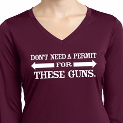 Guns Permit Ladies Dry Wicking Long Sleeve Shirt Guns Permit Ladies Dry Wicking Long Sleeve Shirt