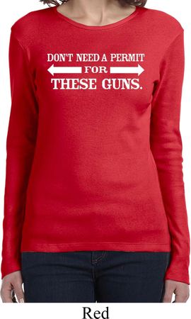 Guns Permit Ladies Long Sleeve Shirt