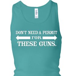 Guns Permit Ladies Longer Length Racerback Tank Top Guns Permit Ladies Longer Length Racerback Tank Top