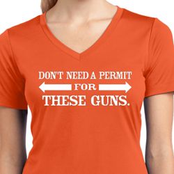 Guns Permit Ladies Moisture Wicking V-neck Shirt Guns Permit Ladies Moisture Wicking V-neck Shirt