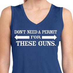 Guns Permit Ladies Sleeveless Moisture Wicking Shirt Guns Permit Ladies Sleeveless Moisture Wicking Shirt