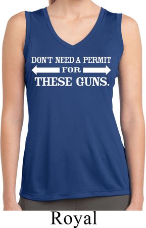 Guns Permit Ladies Sleeveless Moisture Wicking Shirt