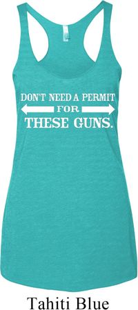 Guns Permit Ladies Tri Blend Racerback Tank Top