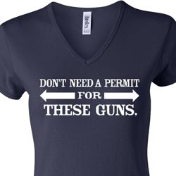 Guns Permit Ladies V-neck Shirt Guns Permit Ladies V-neck Shirt