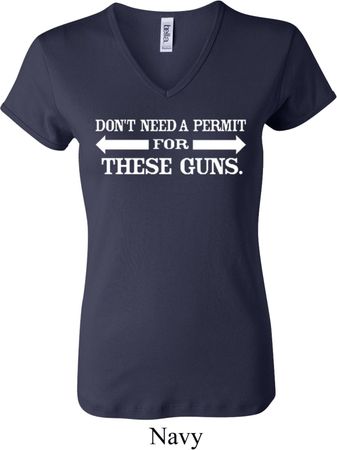 Guns Permit Ladies V-neck Shirt