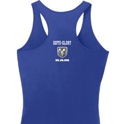 Guts and Glory Ram Neck Print Ladies Dry Wicking Racerback Tank Top
