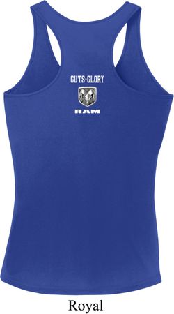 Guts and Glory Ram Neck Print Ladies Dry Wicking Racerback Tank Top