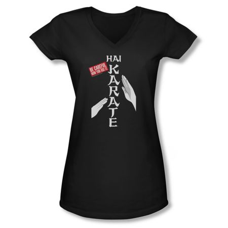 Hai Karate Shirt Juniors V Neck Be Careful Black T-Shirt