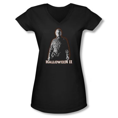 Halloween II Shirt Juniors V Neck Michael Myers Black Tee T-Shirt