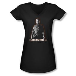 Halloween II Shirt Juniors V Neck Michael Myers Black Tee T-Shirt Halloween II Shirt Juniors V Neck Michael Myers Black Tee T-Shirt