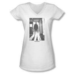 Halloween II Shirt Juniors V Neck Monster White Tee T-Shirt