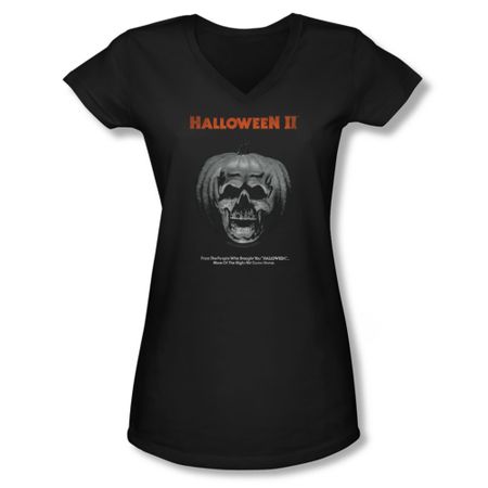 Halloween II Shirt Juniors V Neck Pumpkin Poster Black Tee T-Shirt