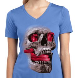 Halloween Cobra Skull Ladies Moisture Wicking V-neck Shirt