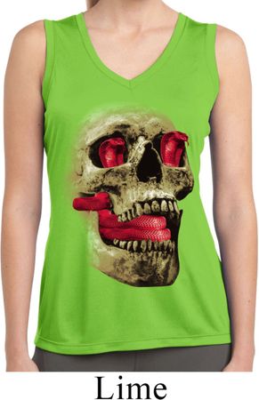 Halloween Cobra Skull Ladies Sleeveless Moisture Wicking Shirt