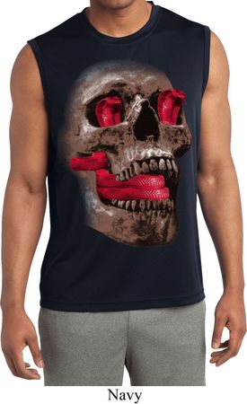 Halloween Cobra Skull Mens Sleeveless Moisture Wicking Shirt