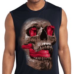 Halloween Cobra Skull Mens Sleeveless Moisture Wicking Shirt Halloween Cobra Skull Mens Sleeveless Moisture Wicking Shirt