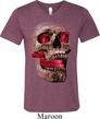 Halloween Cobra Skull Mens Tri Blend V-neck Shirt