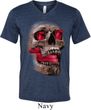 Halloween Cobra Skull Mens Tri Blend V-neck Shirt