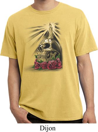 Halloween Day of the Dead Candle Skull Dijon Pigment Dyed Shirt