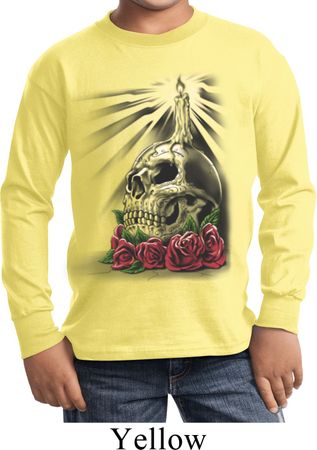 Halloween Day of the Dead Candle Skull Kids Long Sleeve Shirt