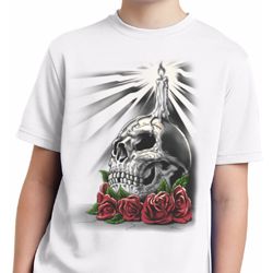 Halloween Day of the Dead Candle Skull Kids Moisture Wicking Shirt