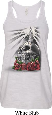 Halloween Day of the Dead Candle Skull Ladies Flowy Racerback Tanktop